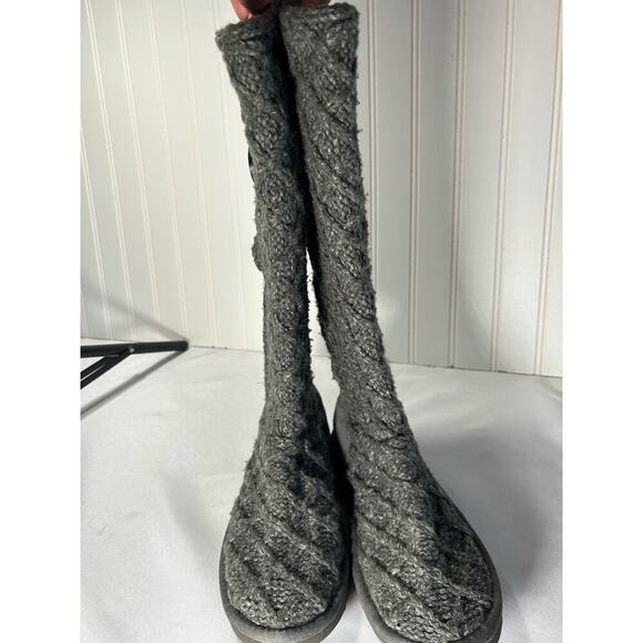 UGG Lattice Cardy Tall Knit Sweater Classic Boots Size 5 Womens  Gray - Picture 3 of 8
